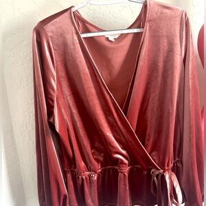 Pink Velvet Wrap Blouse
